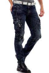 CD440 Herren Slim-Fit-Jeans mit Verschlussschnallen in Straight Fit