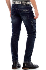 CD440 Herren Slim-Fit-Jeans mit Verschlussschnallen in Straight Fit