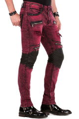 CD481 Herren Slim Fit Jeans mit Nieten und dekorative Reißverschlüsse