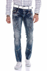CD563 Herren bequeme Jeans mit trendigen Ziernähten