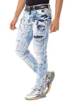 CD598 Herren bequeme Jeans mit coolen Ziernahtelementen