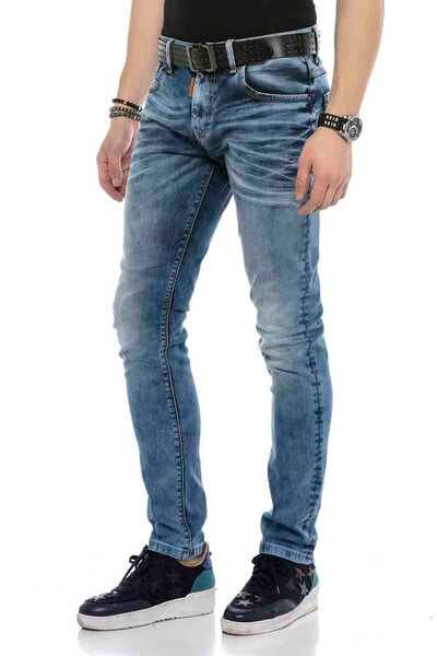CD621 Herren bequeme Jeans im trendigen Used-Look