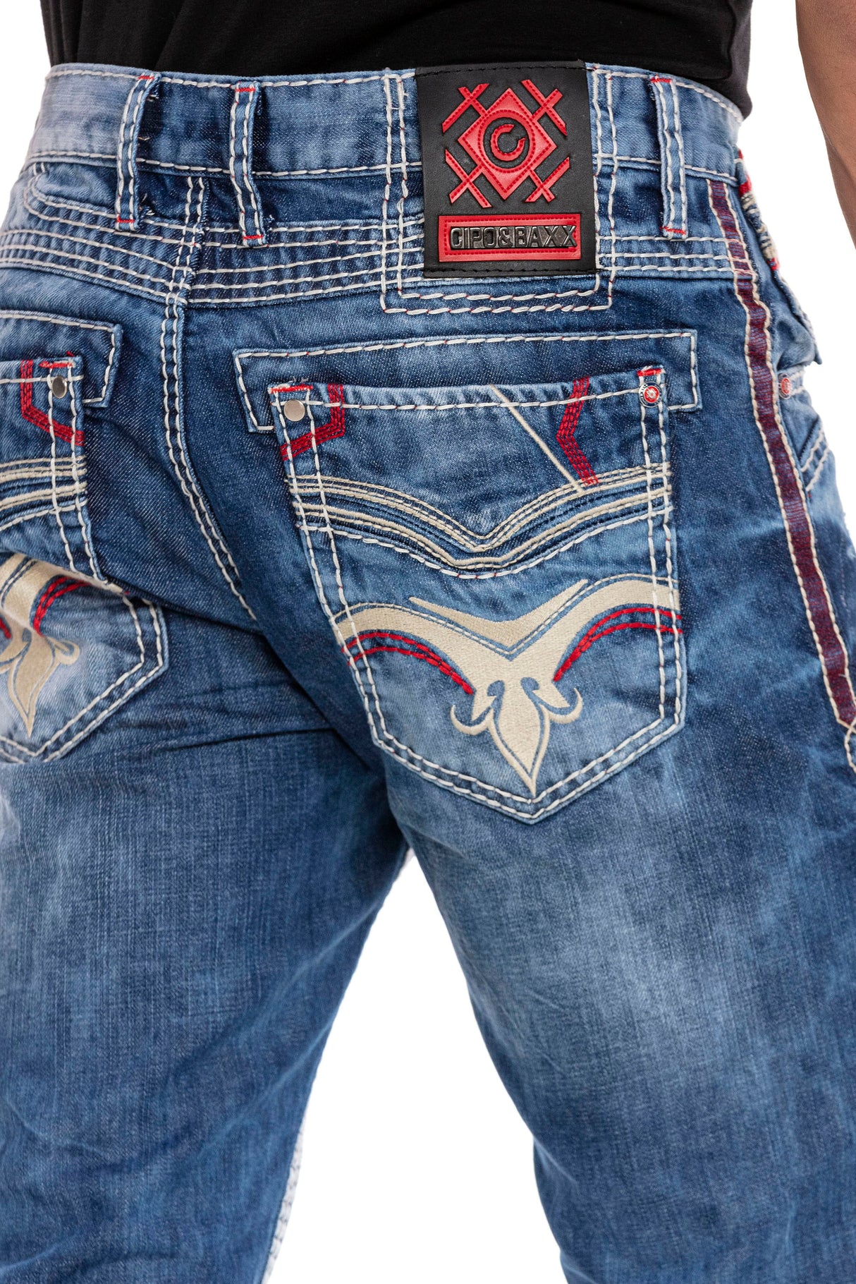 CD651 Jeans cómodos para hombres en la mirada casual destruida