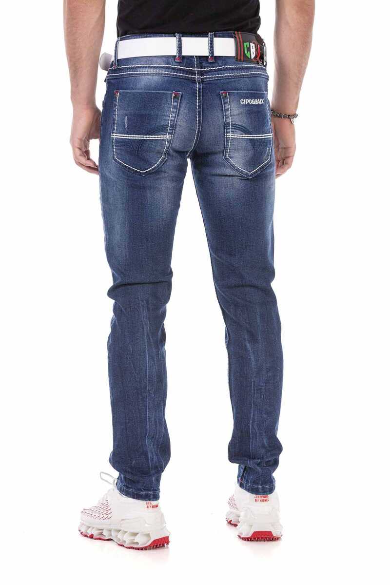 CD692 Herren Straight Fit-Jeans mit cooler Used-Waschung