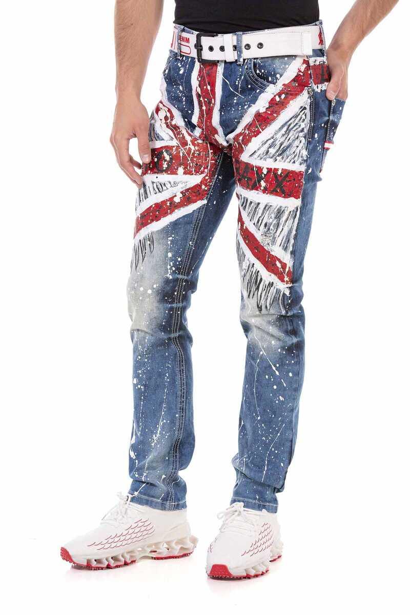 CD714 Herren Jeans mit Flaggenmotiv