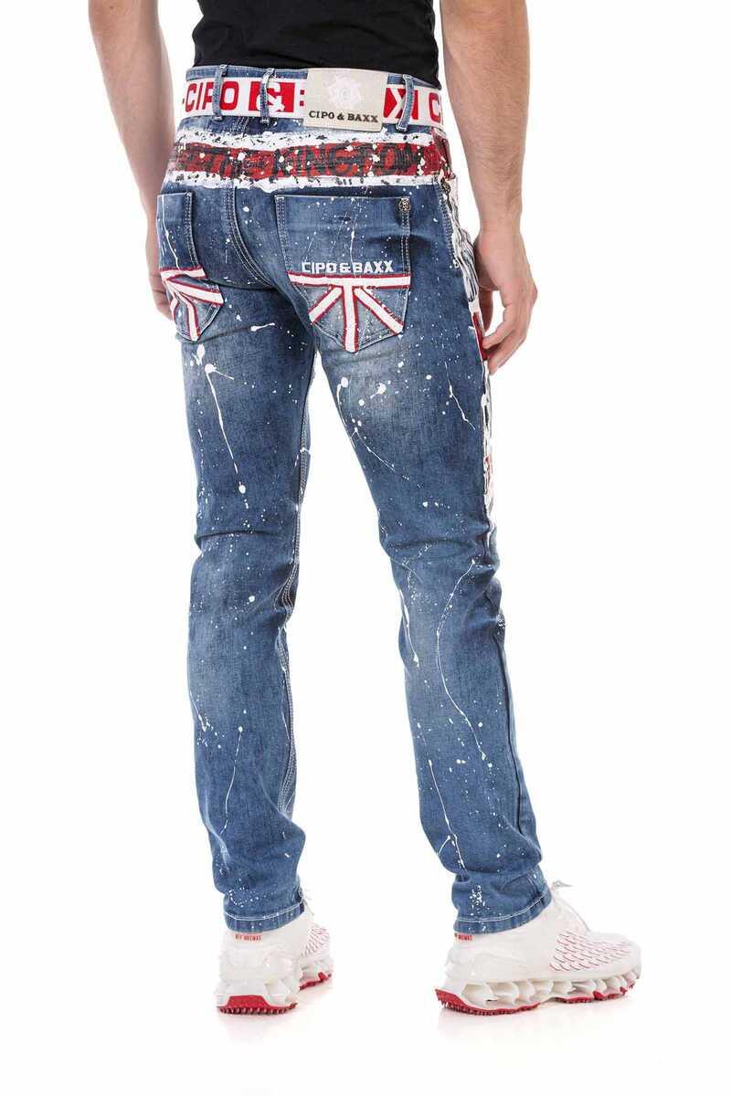 CD714 Herren Jeans mit Flaggenmotiv