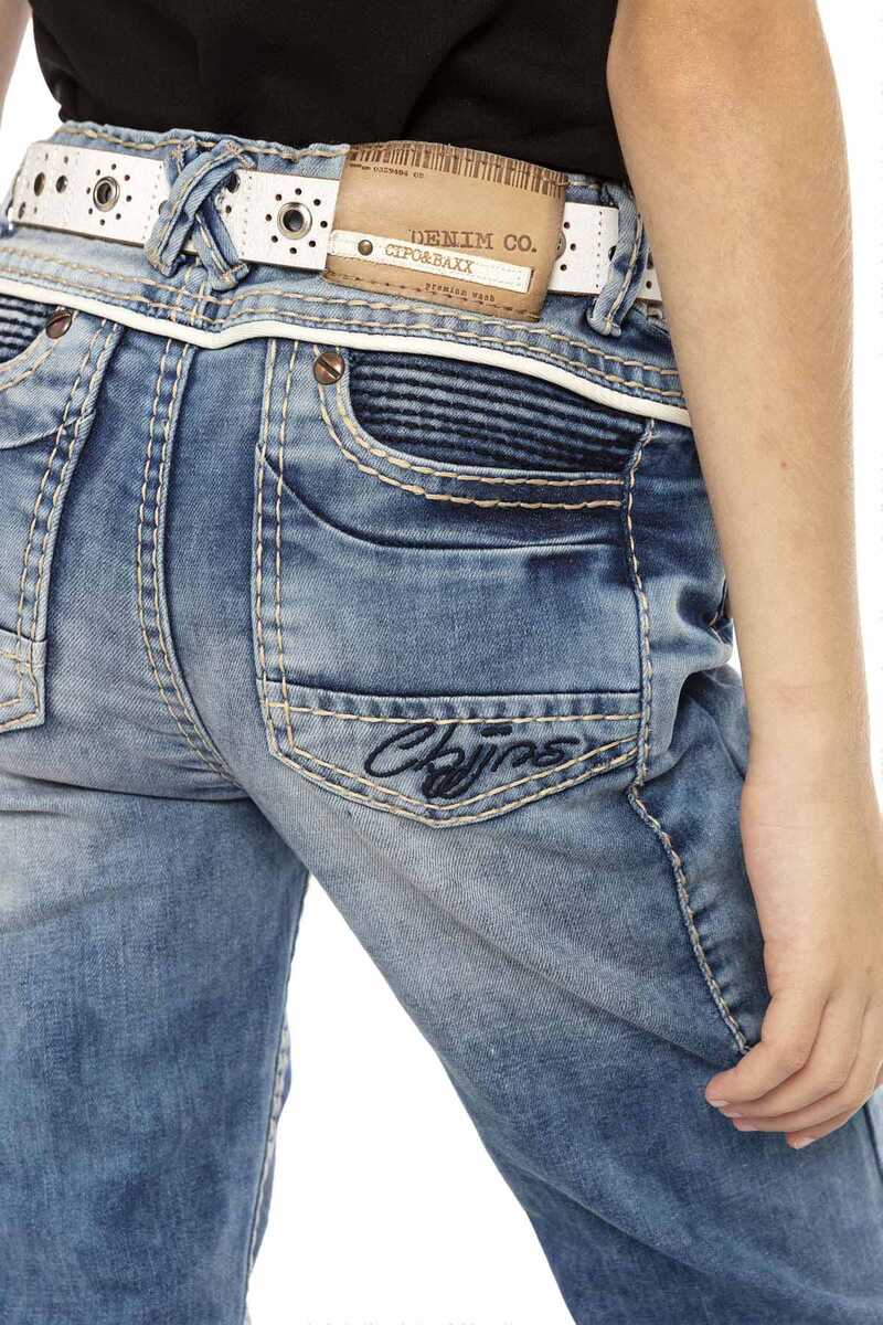 CDK109 Jungen Jeans – Regular Fit in Blau mit Ripped-Details & Kontrastnähten | Coole Denimhose für Schule & Freizeit