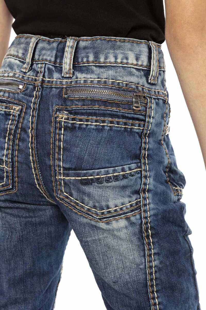 CDK110 Jungen Jeans – Regular Fit in Blau mit markanten Nähten & Used-Waschung | Stylische Denimhose für Schule & Freizeit