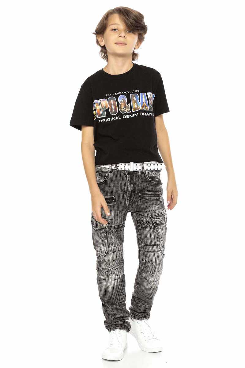CDK111 – Regular Fit in Grau mit Used-Look & Ziernähten | Stylische Kinderjeans für Alltag & Freizeit