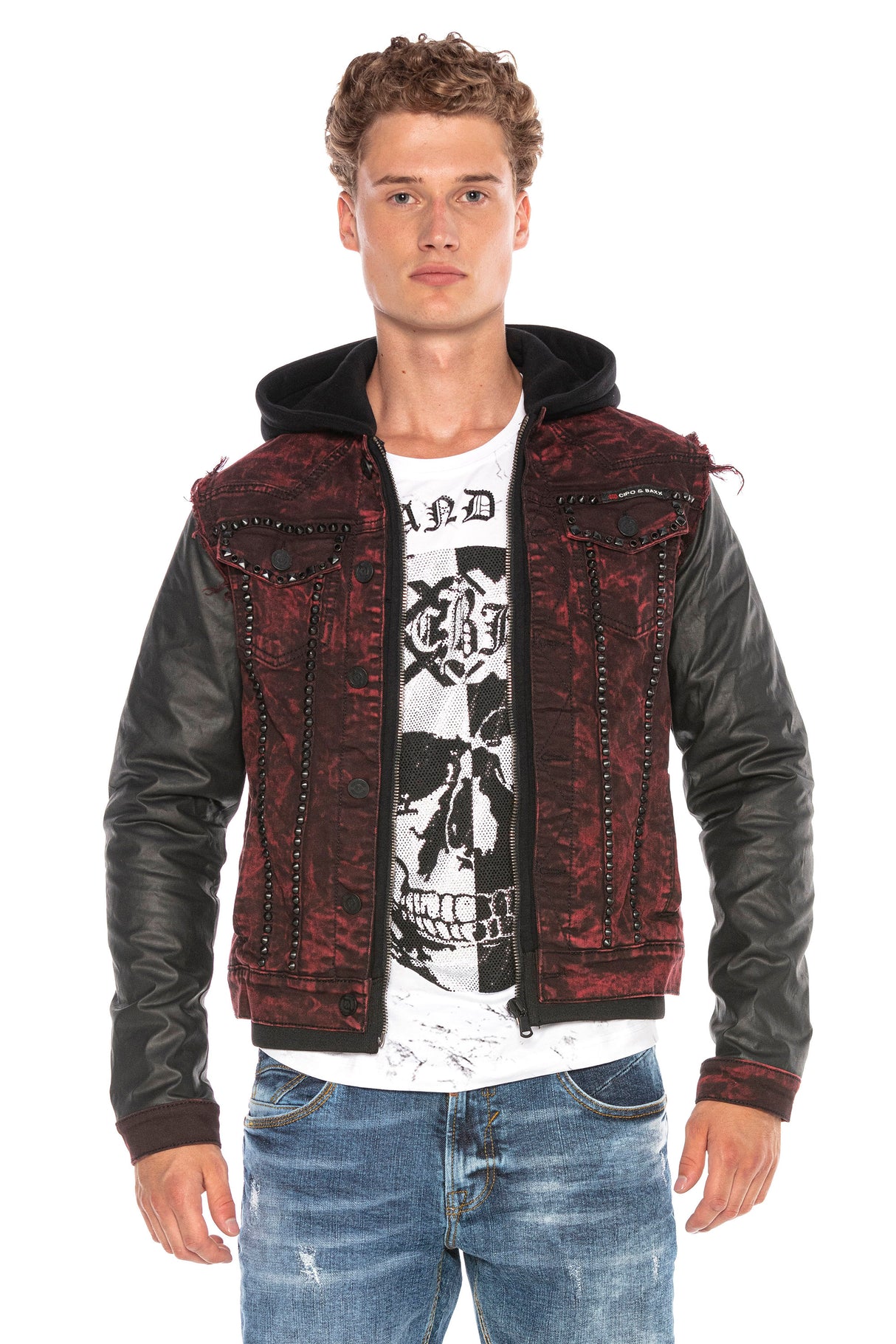 CJ259 kurtka męska burgundowa