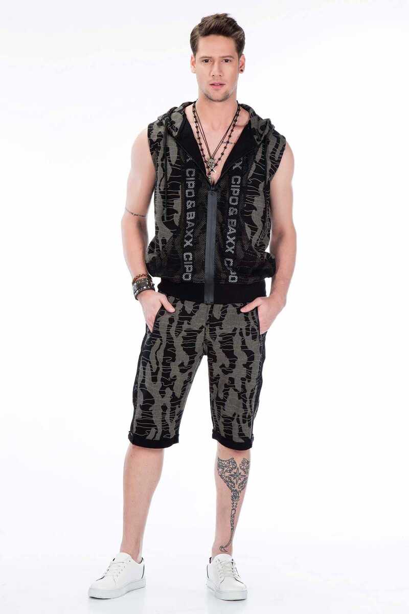 CK167 Pantaloncini Capri Uomo Look Mimetico Casual