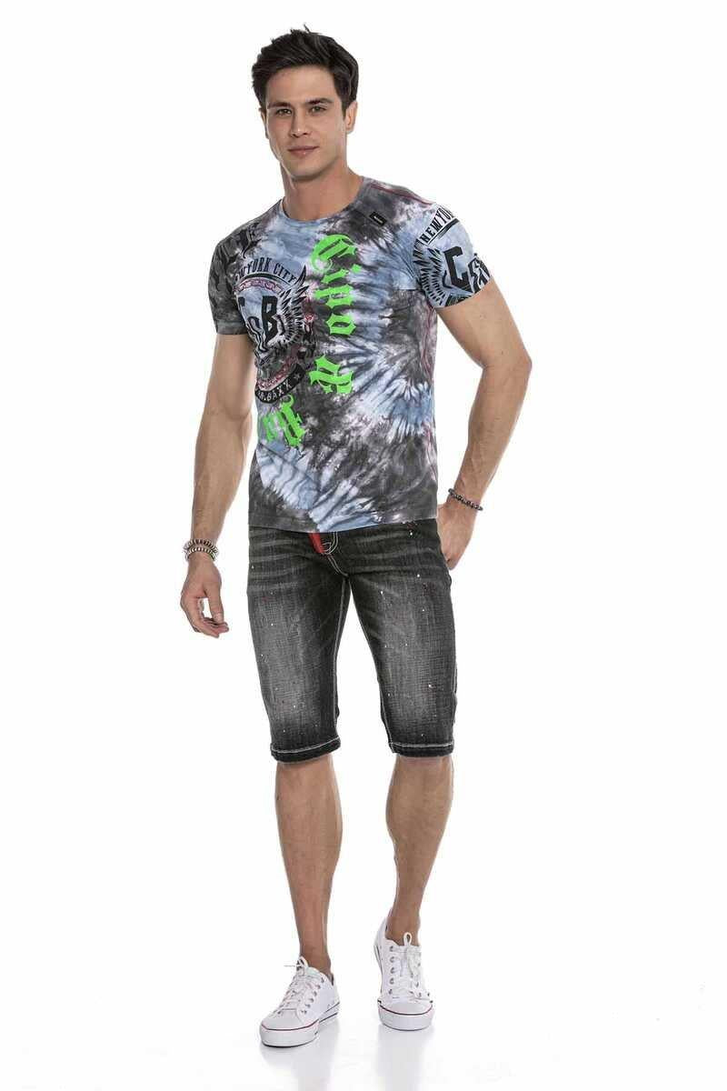 Ck240 men Capri shorts with trendy color blobs