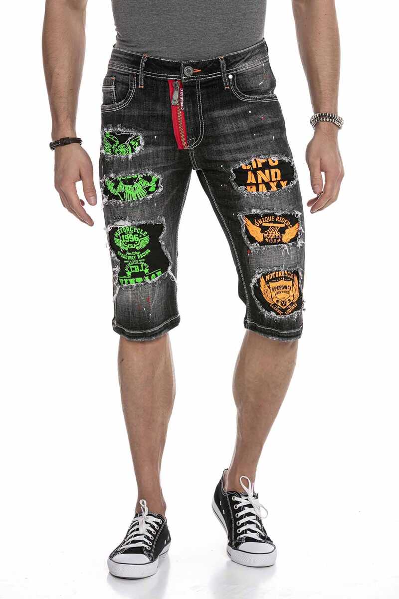 CK241 Herren Capri Shorts mit coolen Cut-Outs