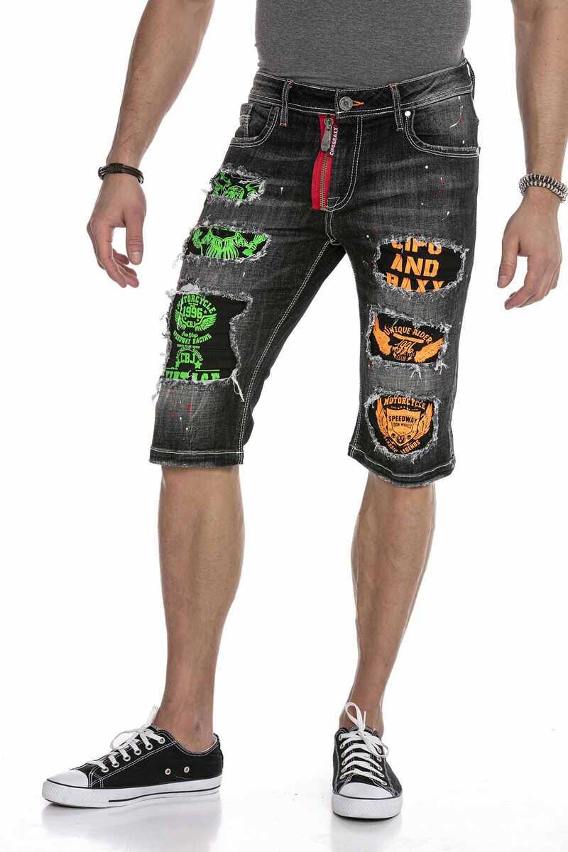 CK241 Herren Capri Shorts mit coolen Cut-Outs