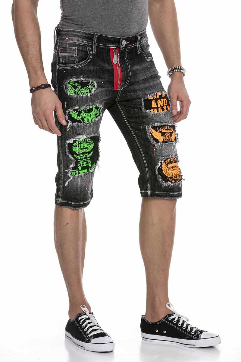 CK241 Herren Capri Shorts mit coolen Cut-Outs