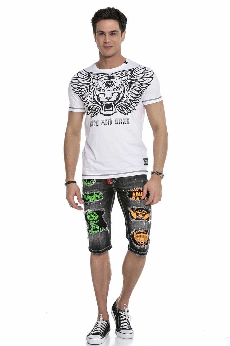 CK241 Herren Capri Shorts mit coolen Cut-Outs