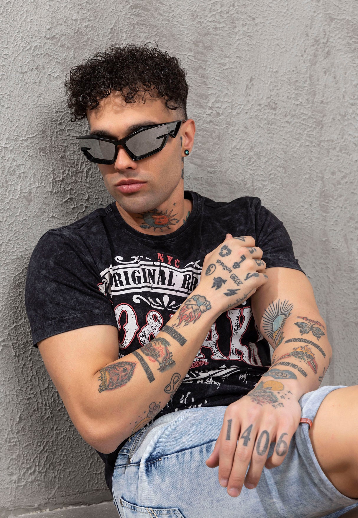 CK266 Herren Capri Shorts mit cooler Marken-Stickerei