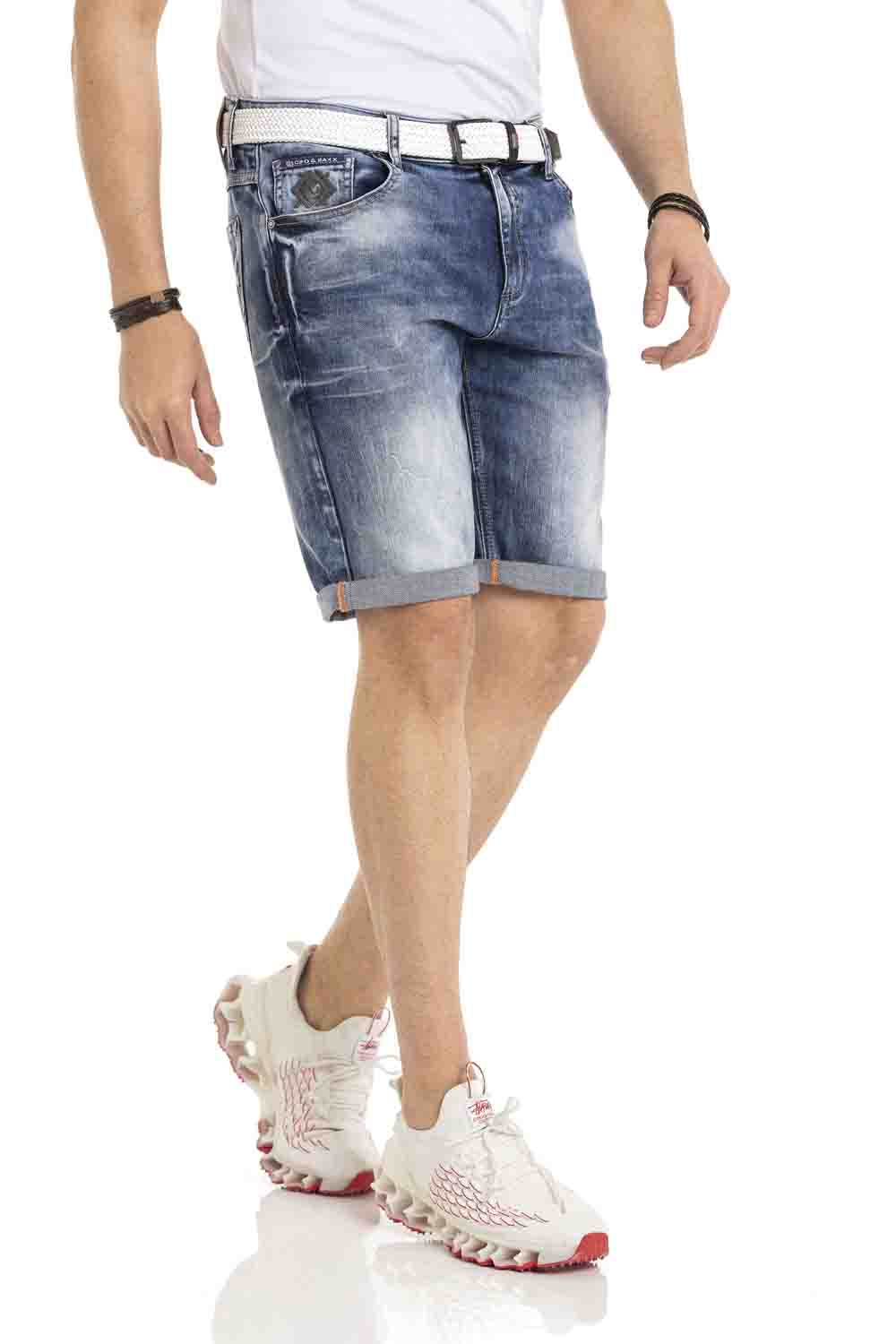 CK266 Herren Capri Shorts mit cooler Marken-Stickerei