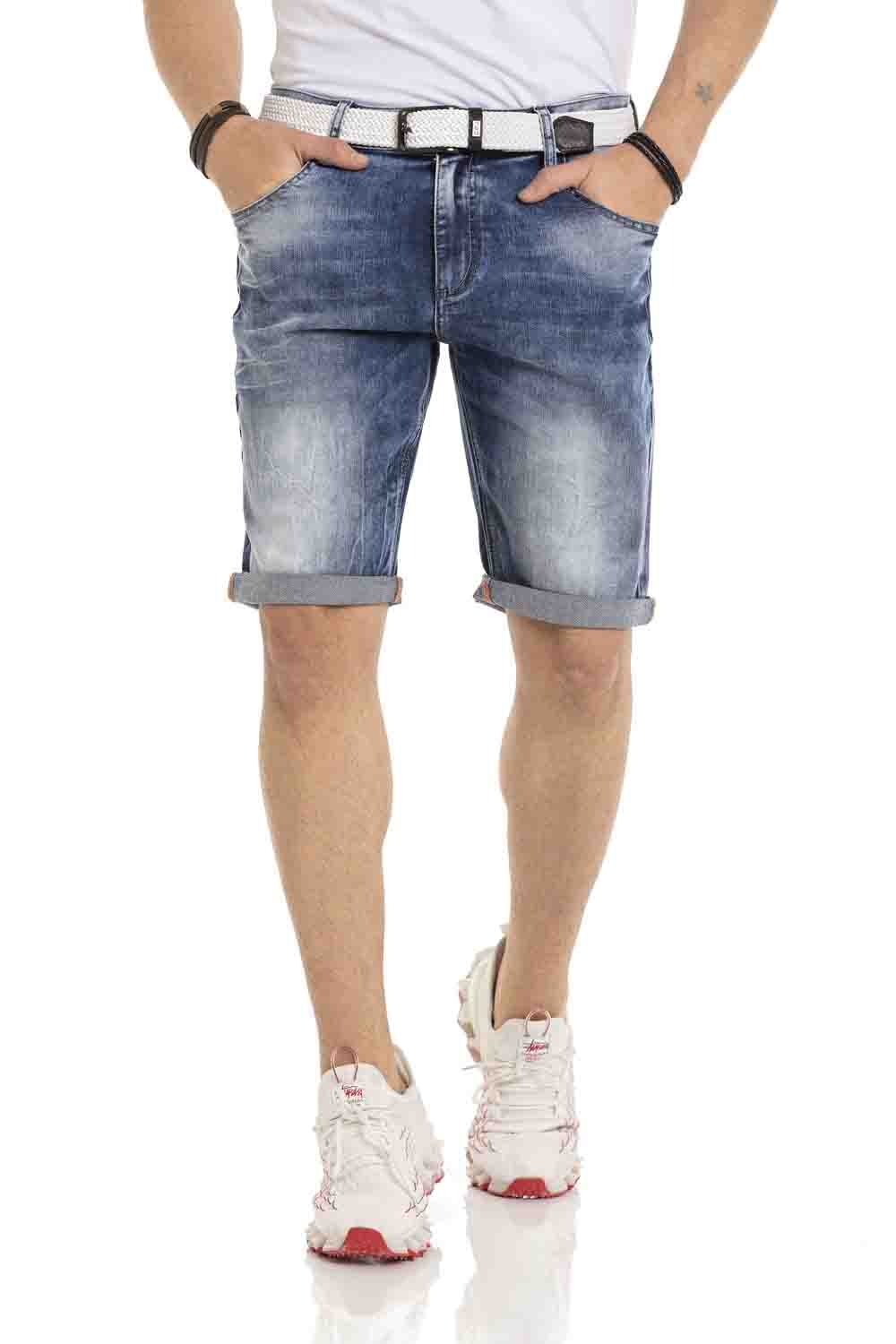 CK266 Herren Capri Shorts mit cooler Marken-Stickerei
