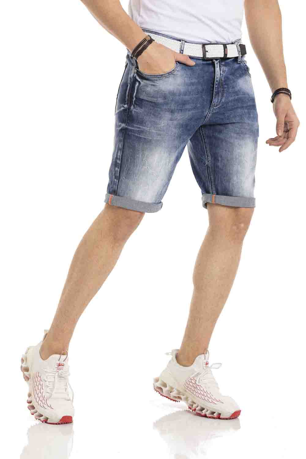 CK266 Herren Capri Shorts mit cooler Marken-Stickerei