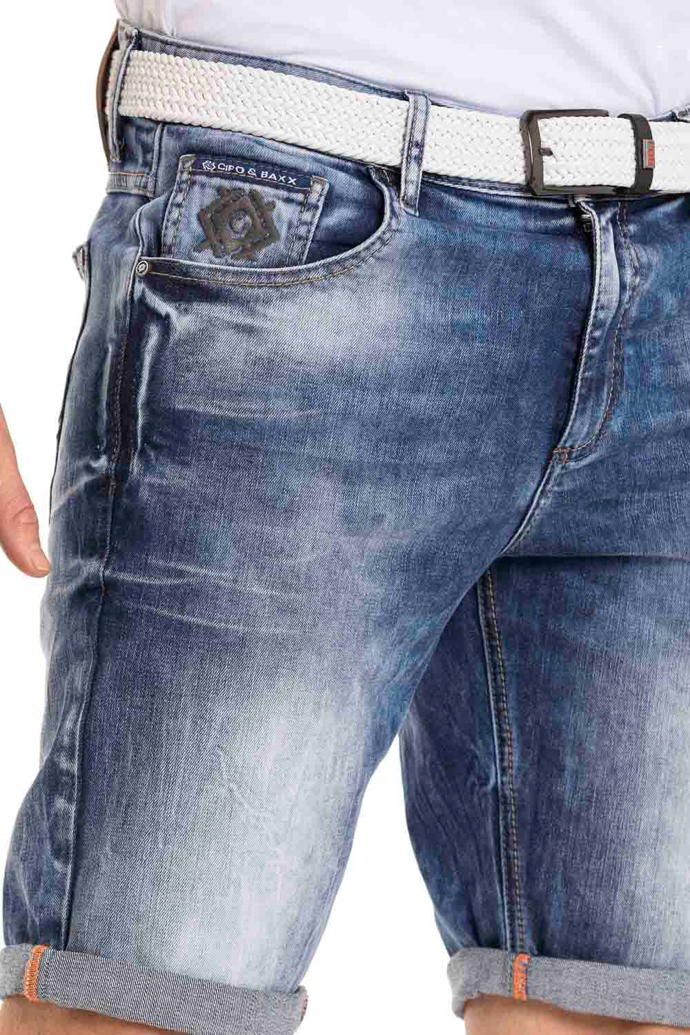 CK266 Herren Capri Shorts mit cooler Marken-Stickerei