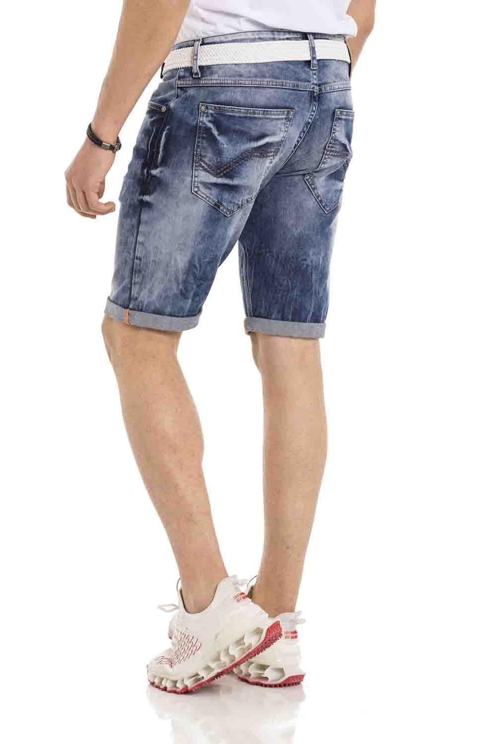 CK266 Herren Capri Shorts mit cooler Marken-Stickerei