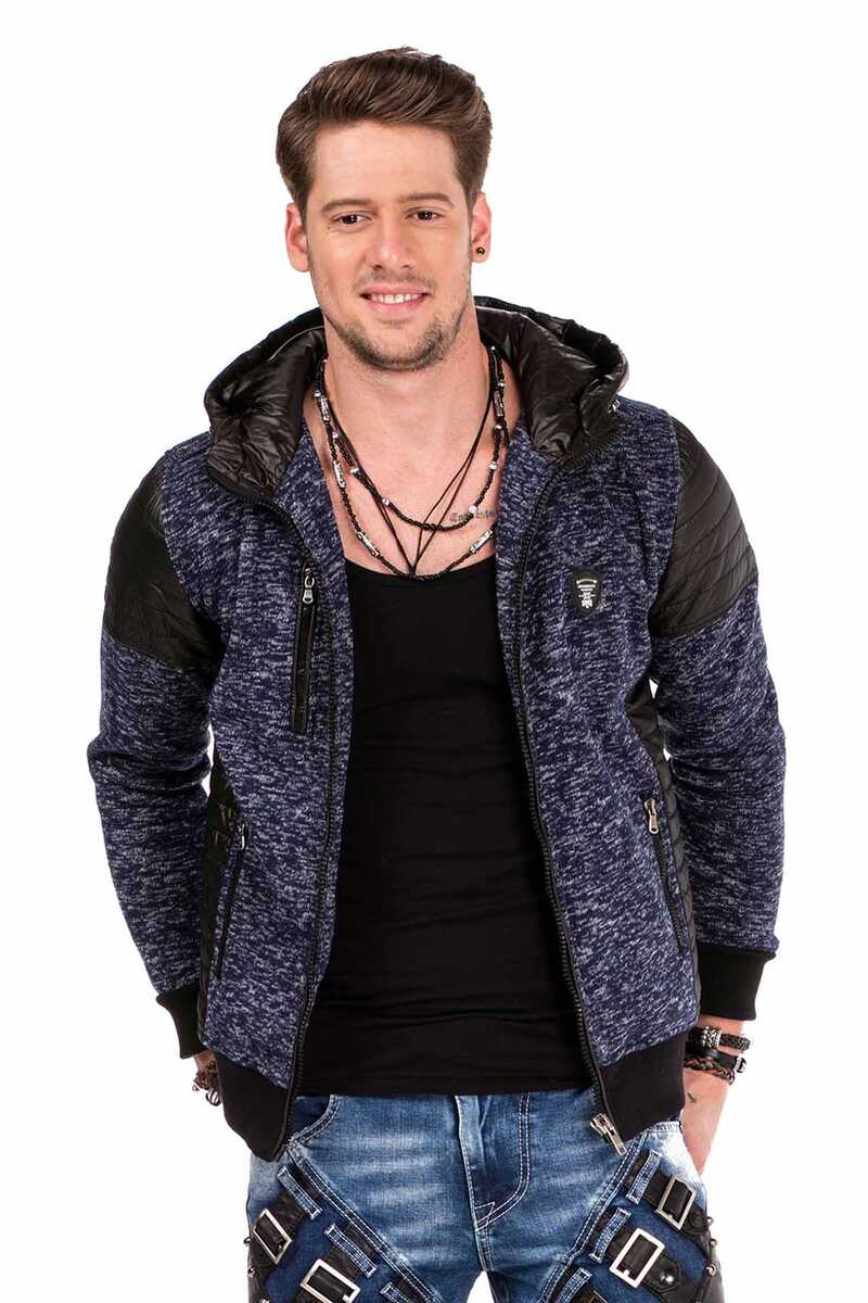 CL310 Herren Strickjacke mit Leder Highlights