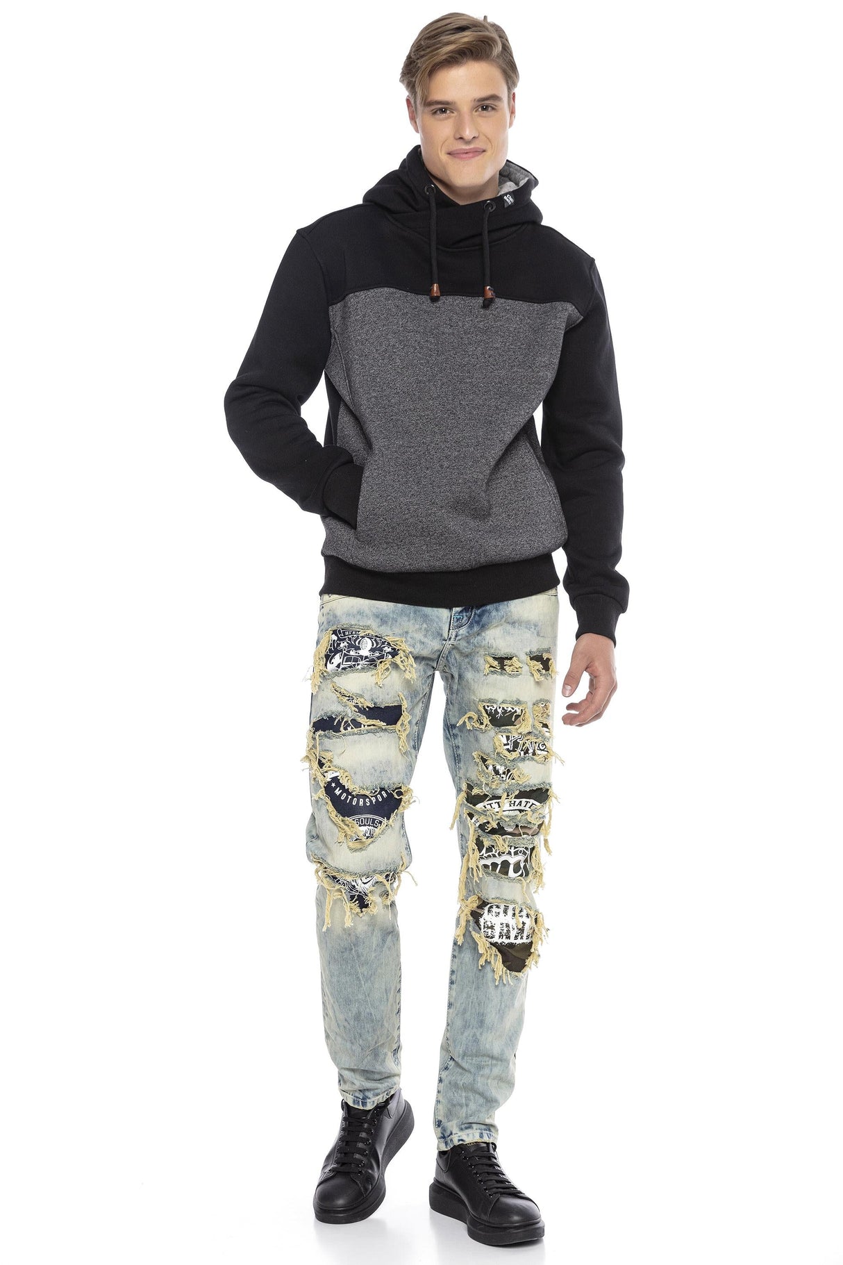 CL430 Hombres Bloqueo de color de sudadera con capucha