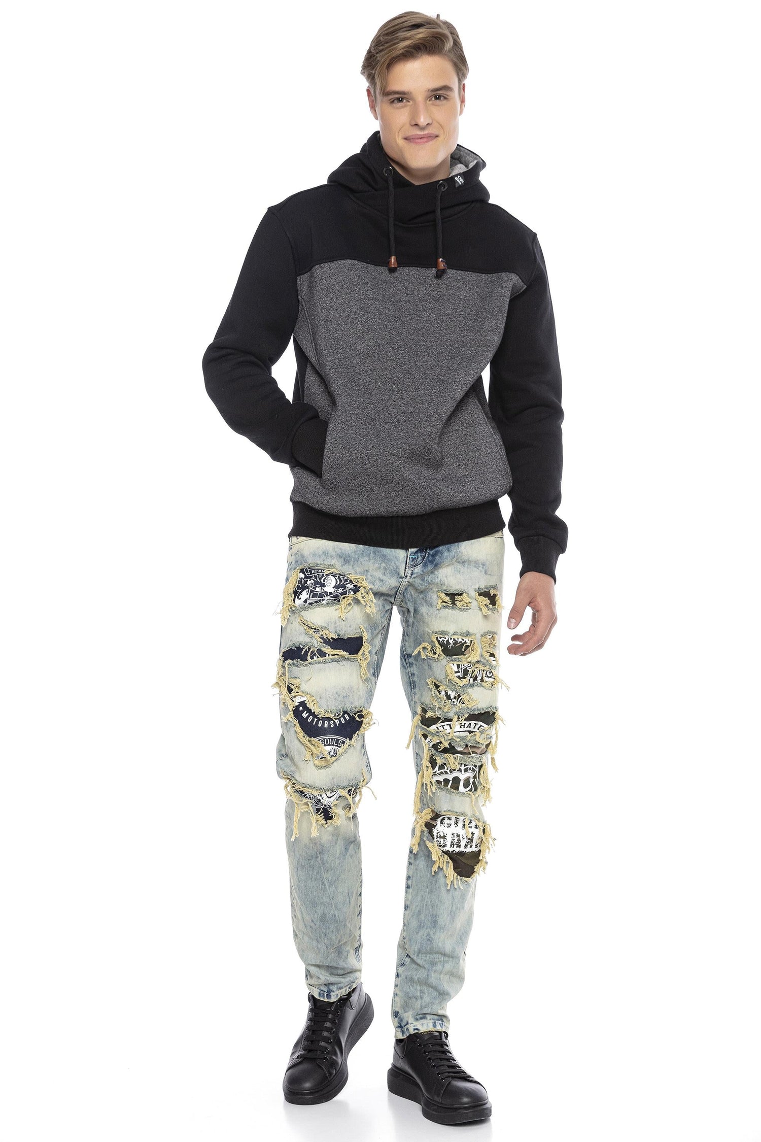 CL430 Hombres Bloqueo de color de sudadera con capucha