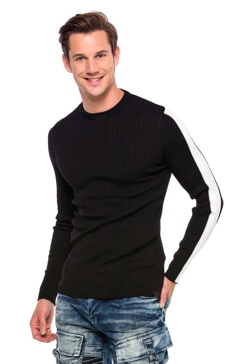 CP194 Hommes tricoter un pull avec des bandes de contraste latérales