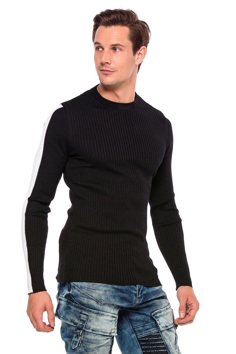 CP194 Hommes tricoter un pull avec des bandes de contraste latérales