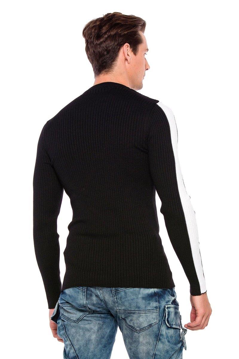 CP194 Hommes tricoter un pull avec des bandes de contraste latérales