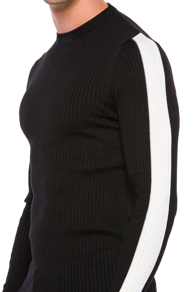 CP194 Hommes tricoter un pull avec des bandes de contraste latérales