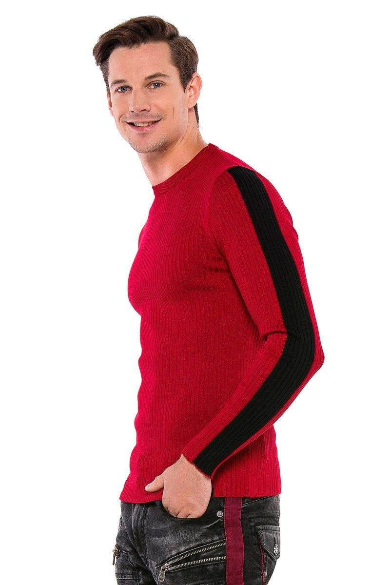 CP194 Hommes tricoter un pull avec des bandes de contraste latérales