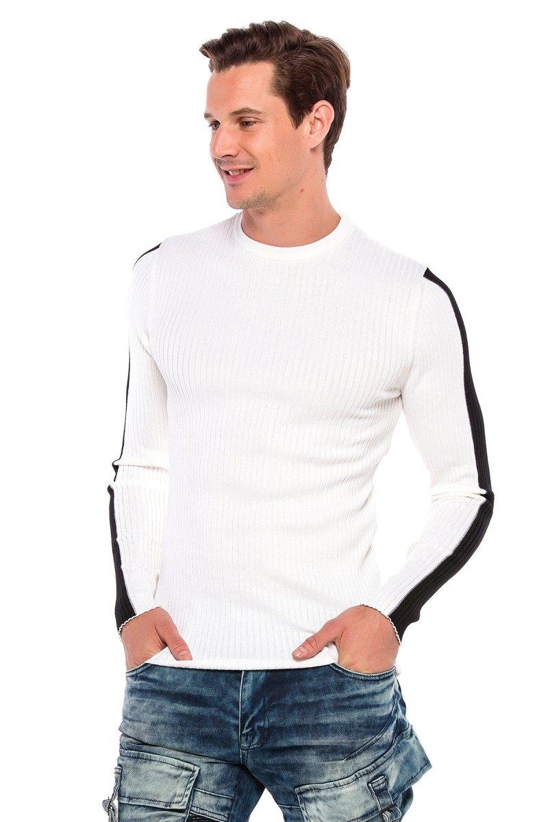 CP194 Hommes tricoter un pull avec des bandes de contraste latérales