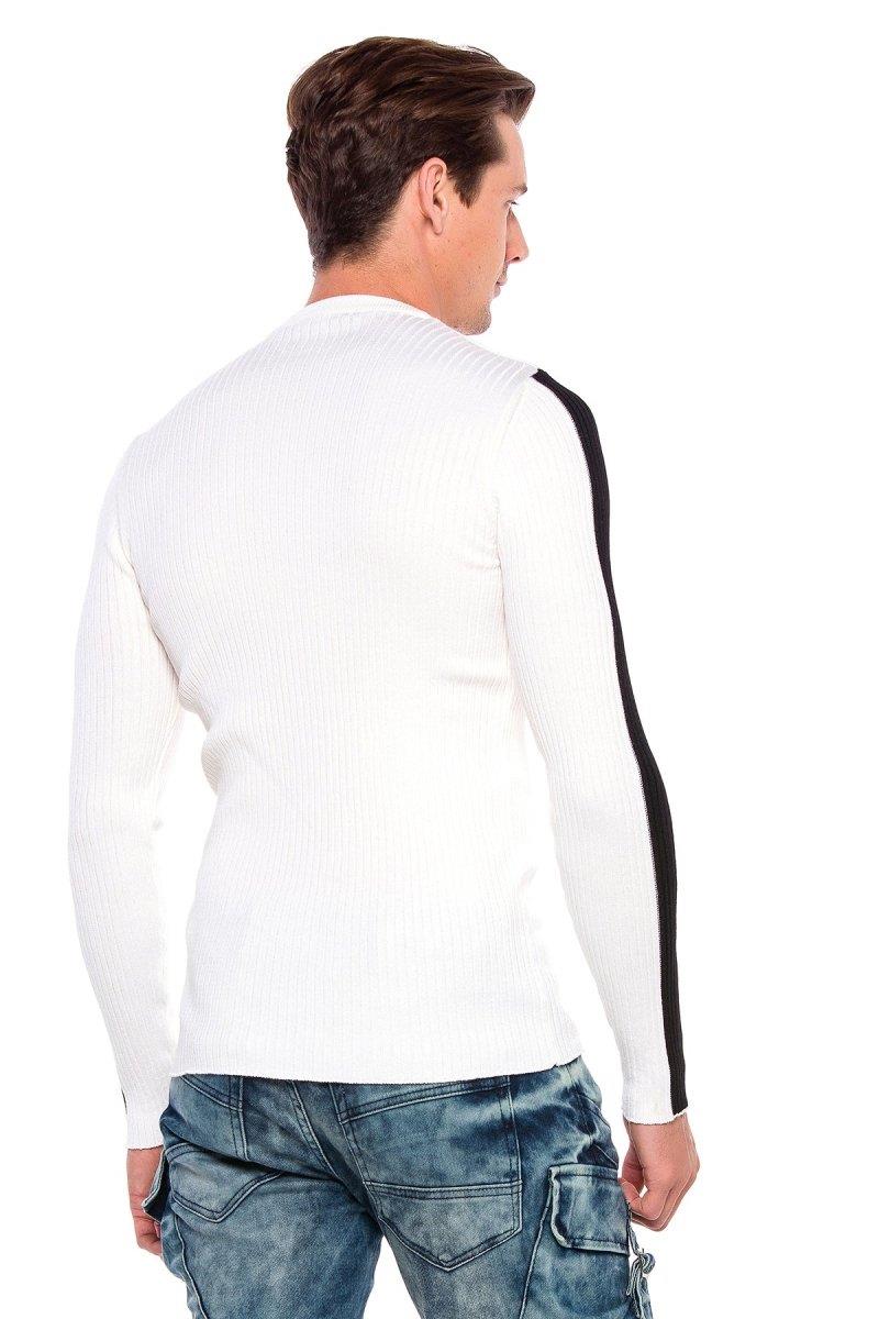 CP194 Hommes tricoter un pull avec des bandes de contraste latérales