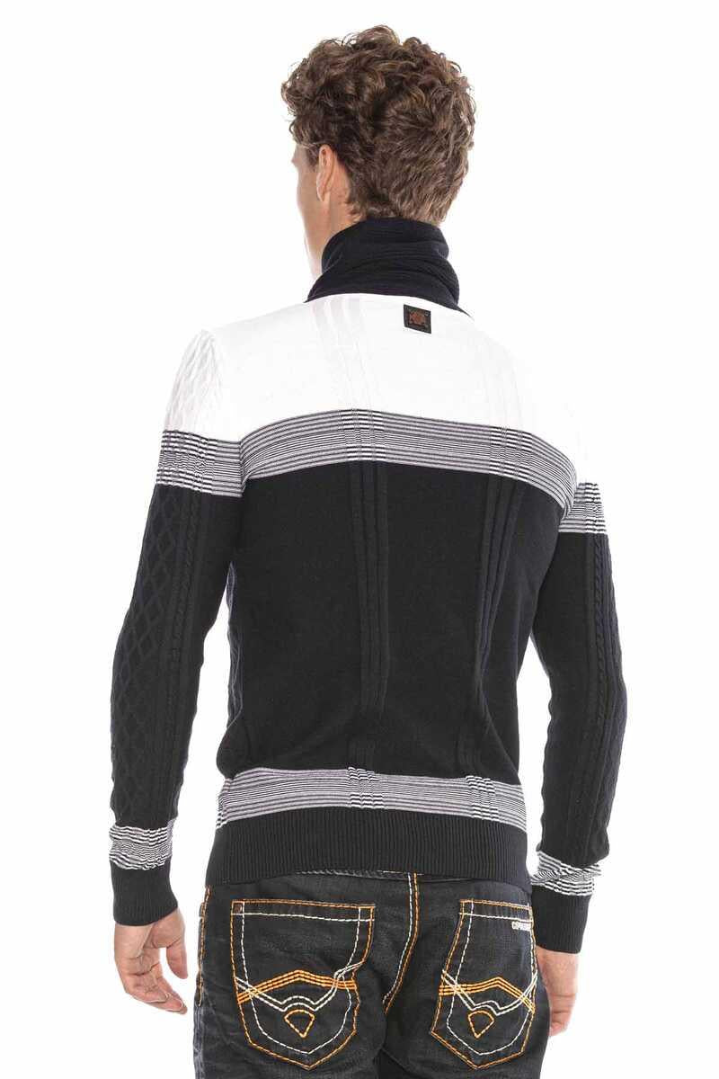 CP226 sweter męski z kołnierzem i klamrami