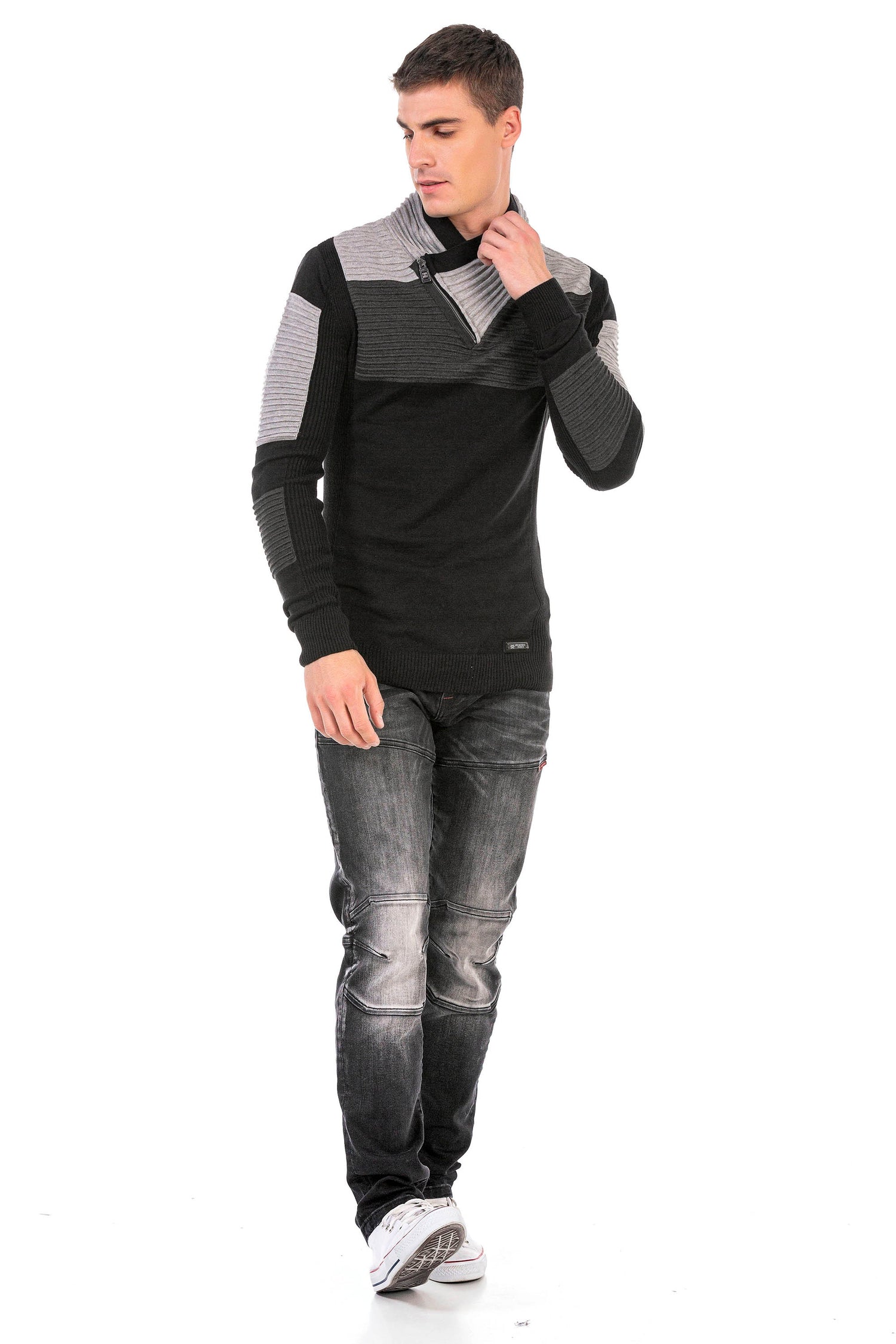 CP248 sweter męski z kołnierzem