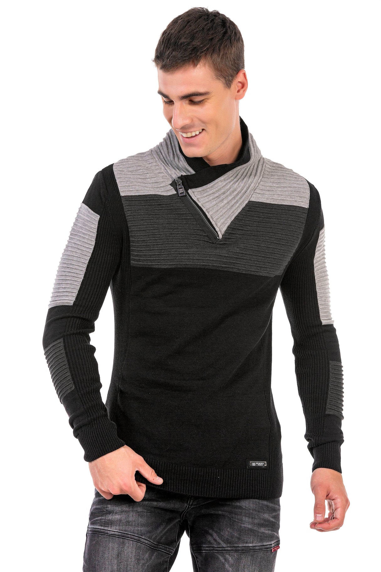 CP248 sweter męski z kołnierzem