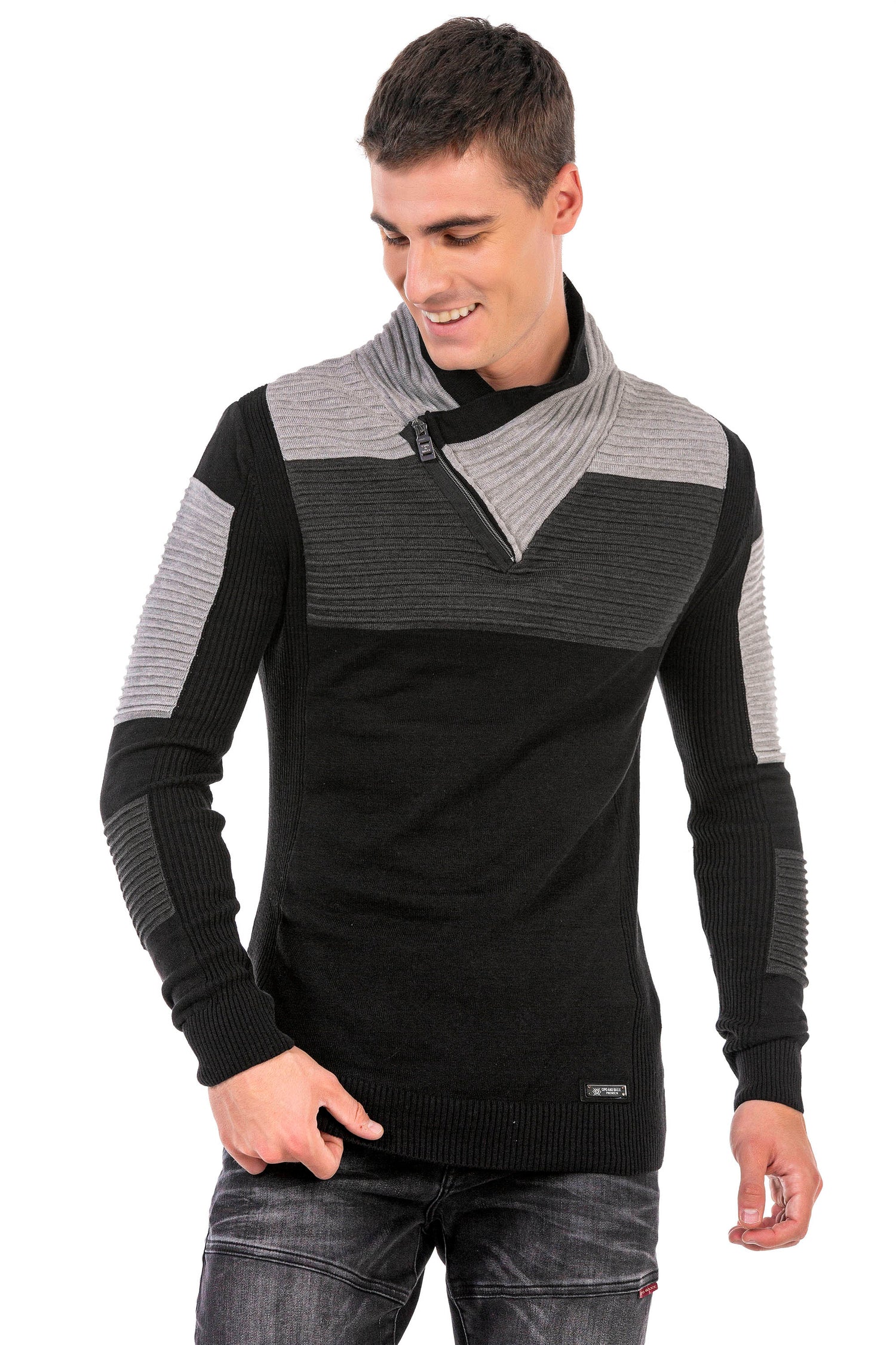 CP248 sweter męski z kołnierzem