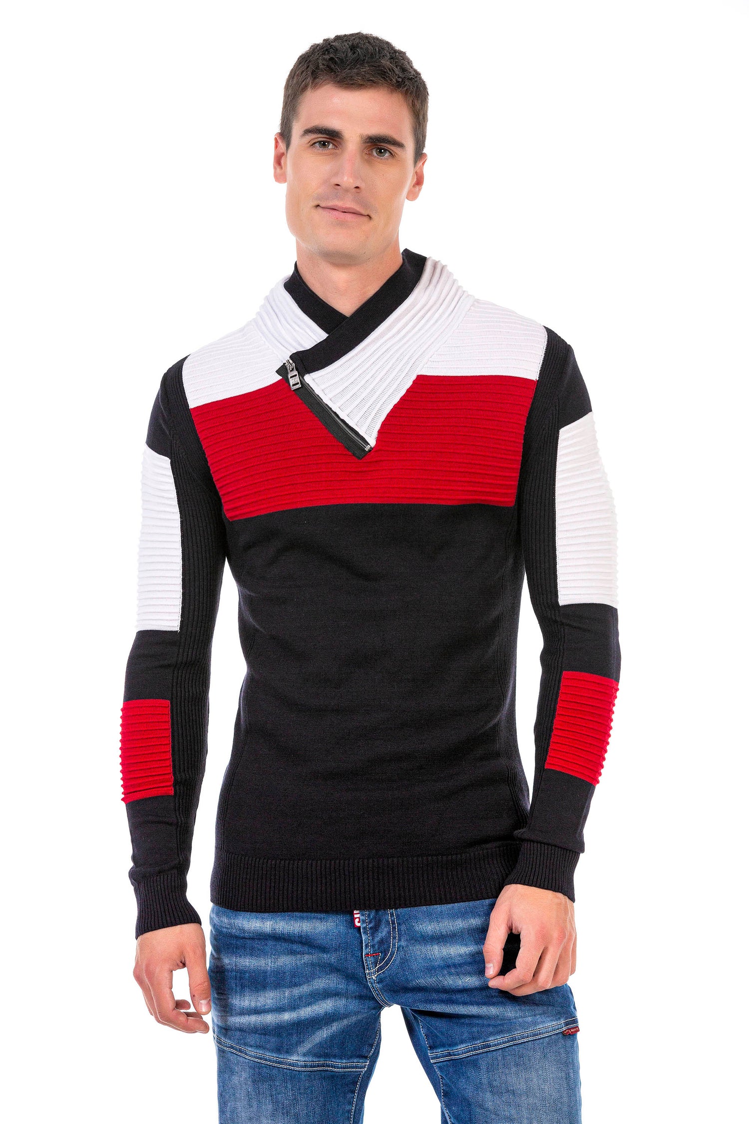 CP248 sweter męski z kołnierzem