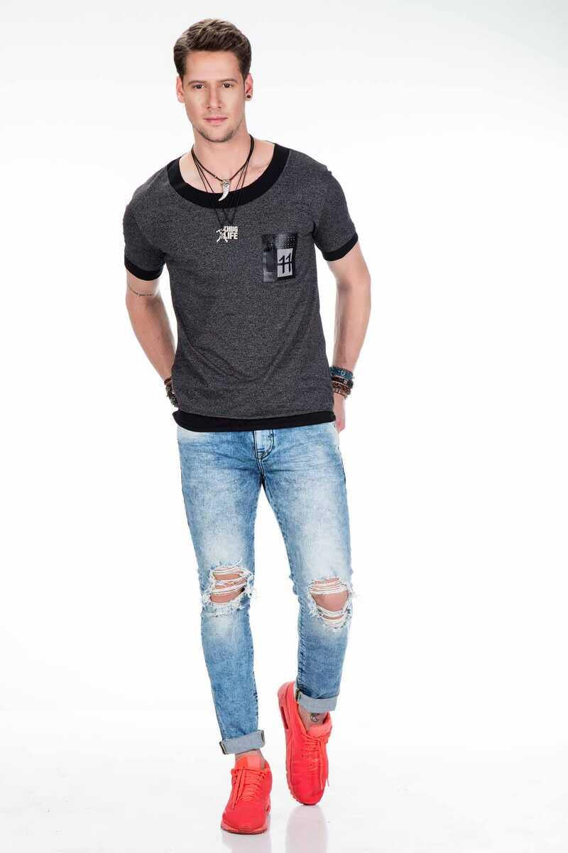 CT425 Herren T-Shirt mit elegant Brust-Applikation