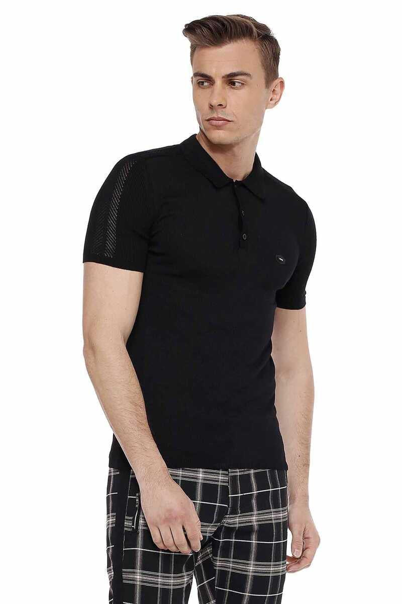 CT517 Men's braided polo shirt