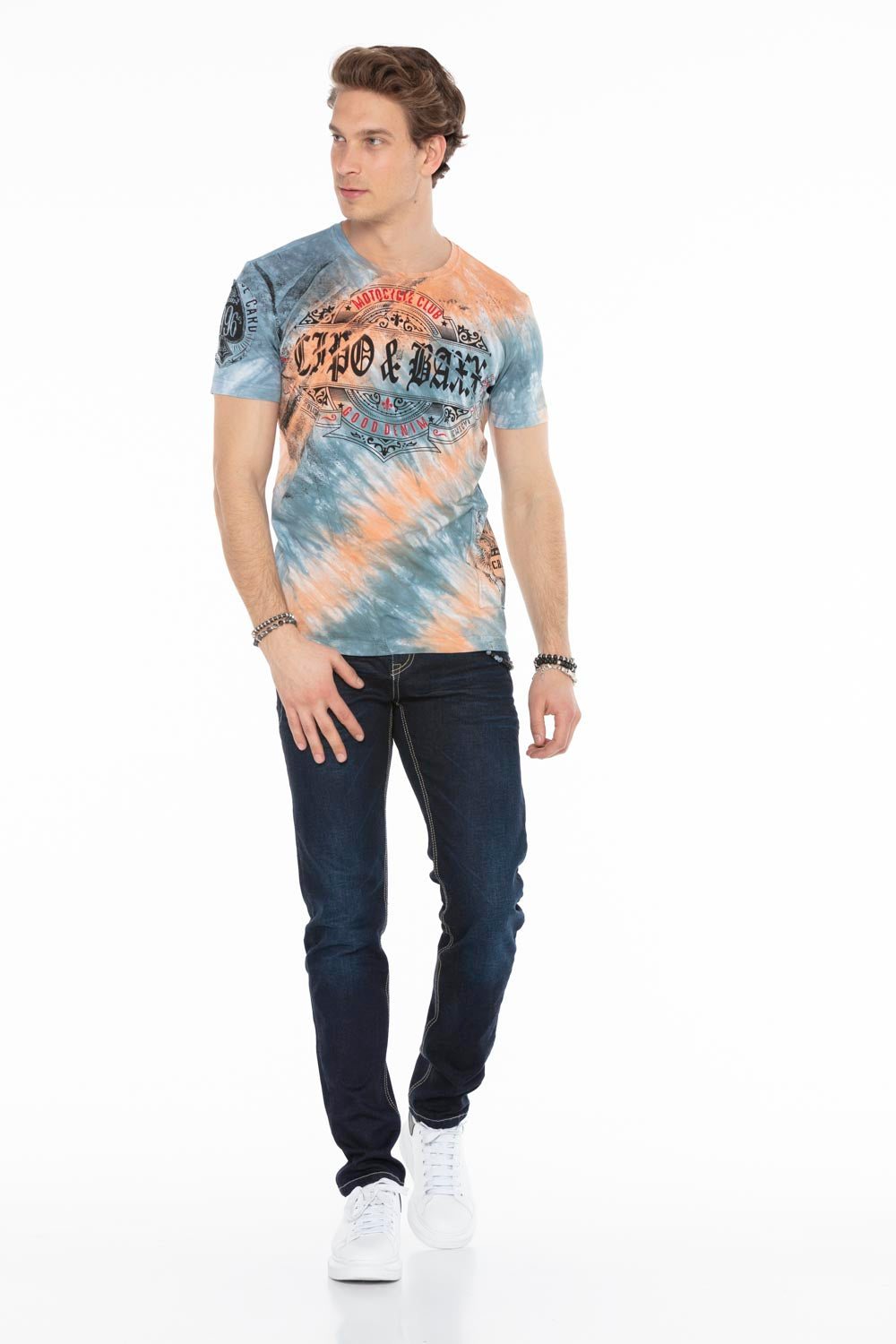 CT584 t-shirt męski w batikowym stylu