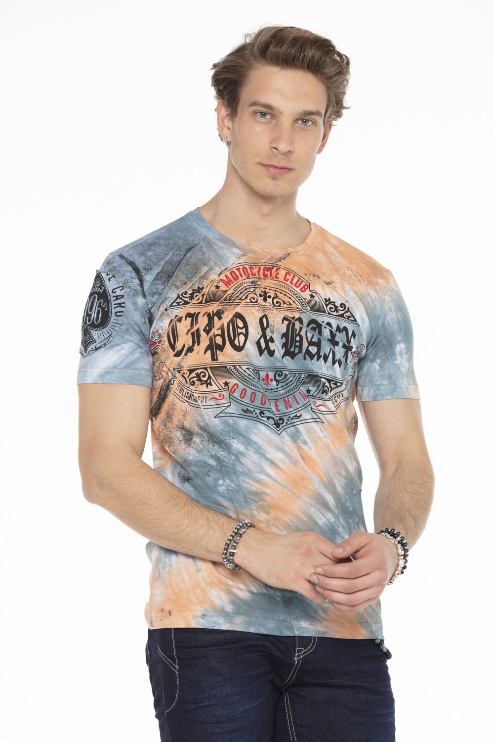 CT584 t-shirt męski w batikowym stylu