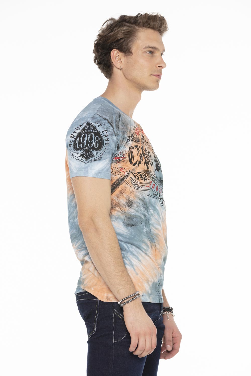 CT584 t-shirt męski w batikowym stylu