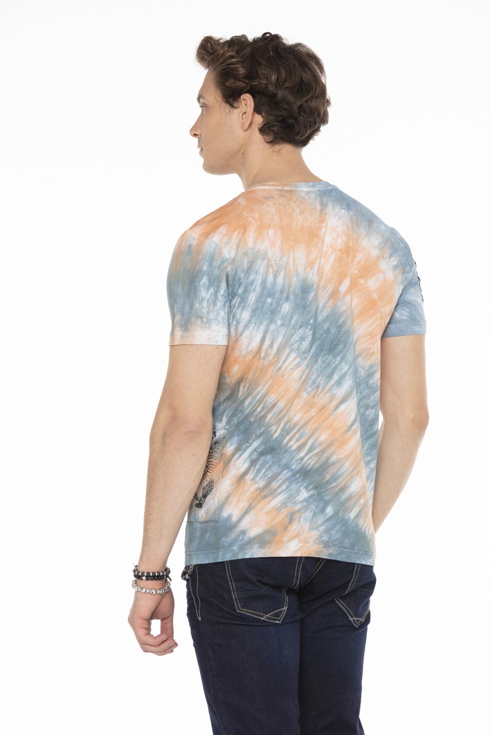 CT584 t-shirt męski w batikowym stylu