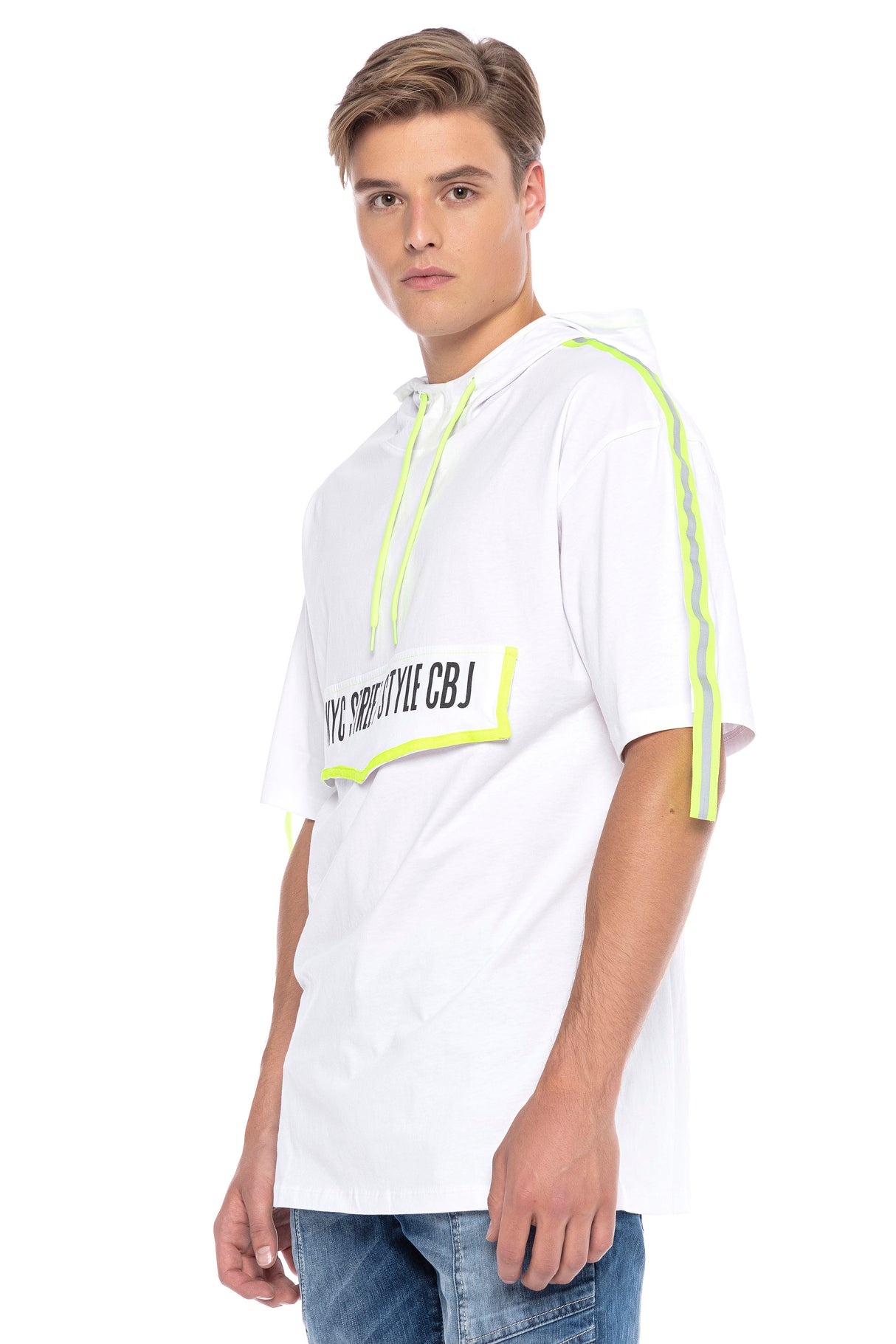 CT590 t-shirt męski oversize z kapturem
