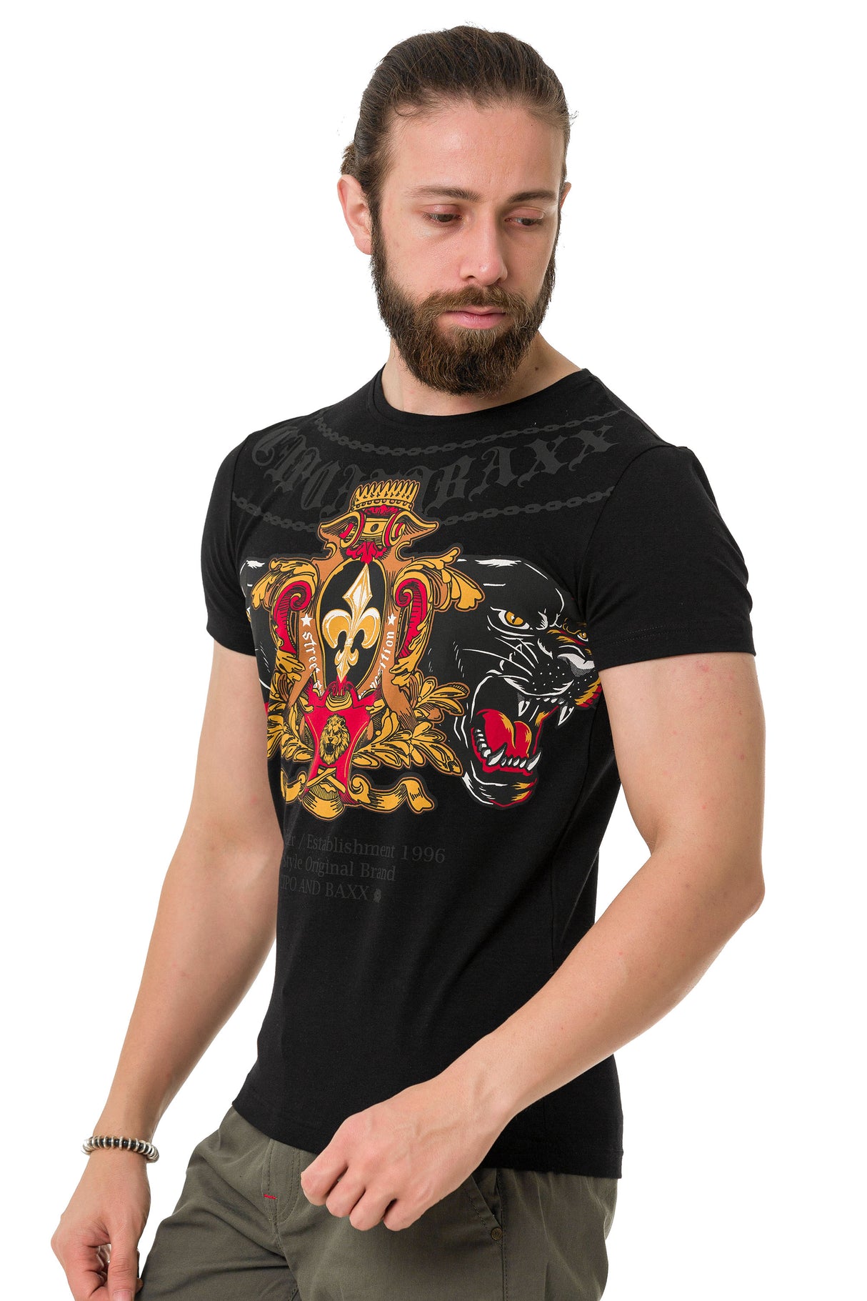 CT718 T-shirt homme avec impression panthère