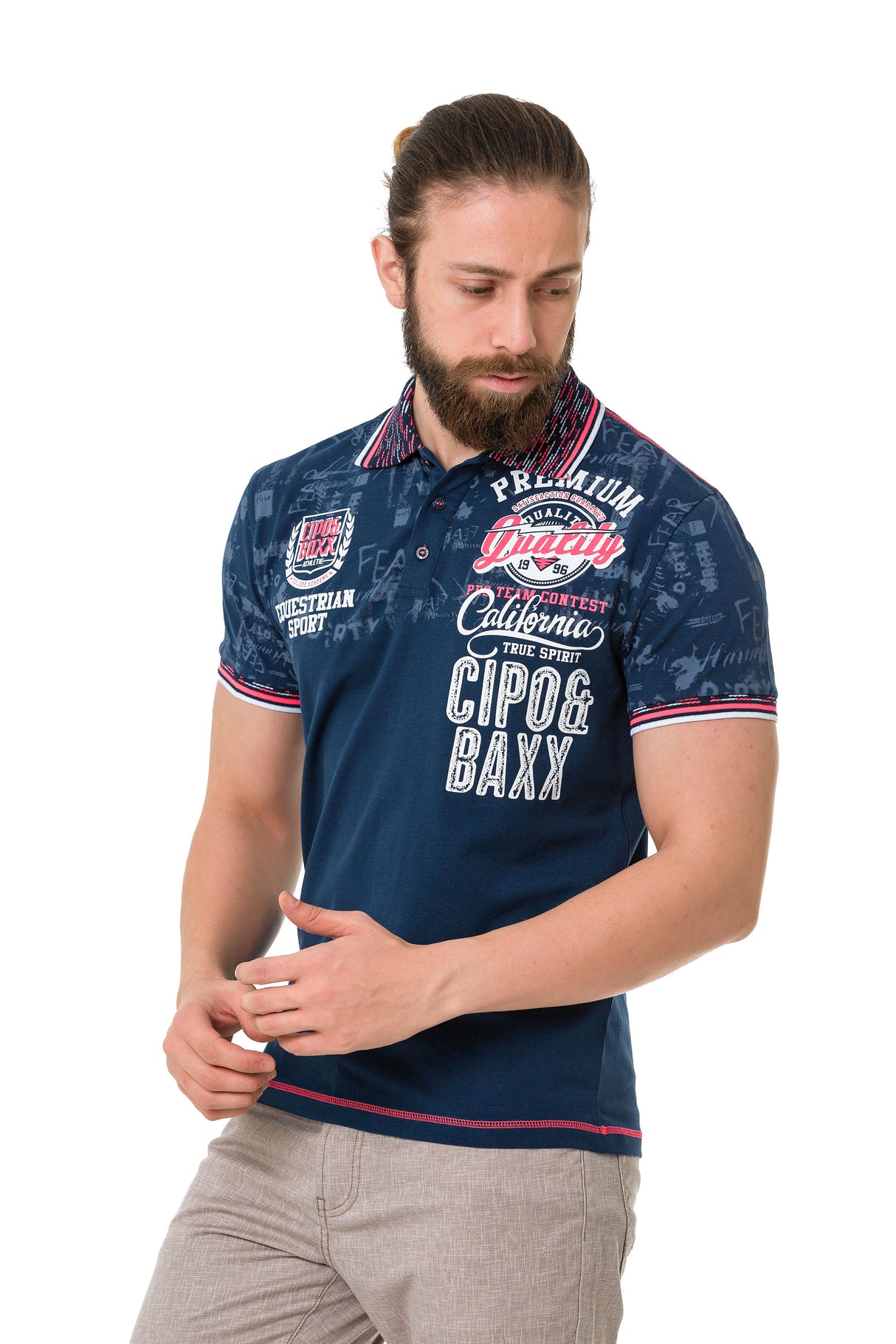 CT738 Herren Poloshirt mit Trendigem Print